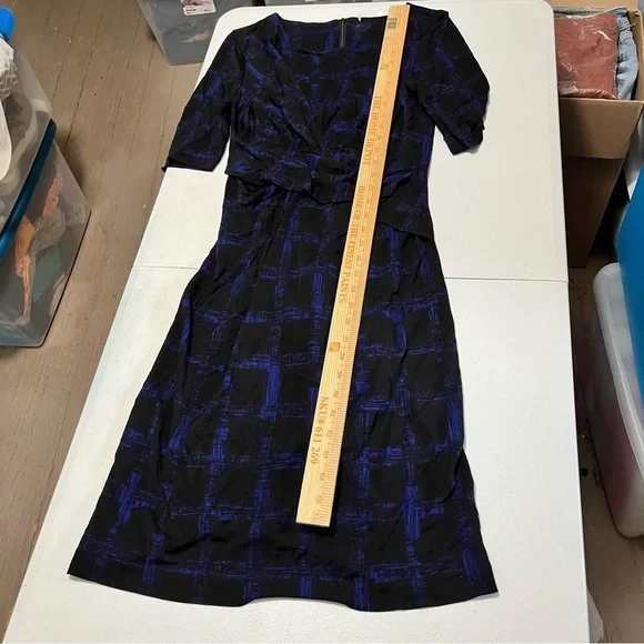 Hugo Boss Blue Black Sheath Career Dress Small I - Picture 9 of 10